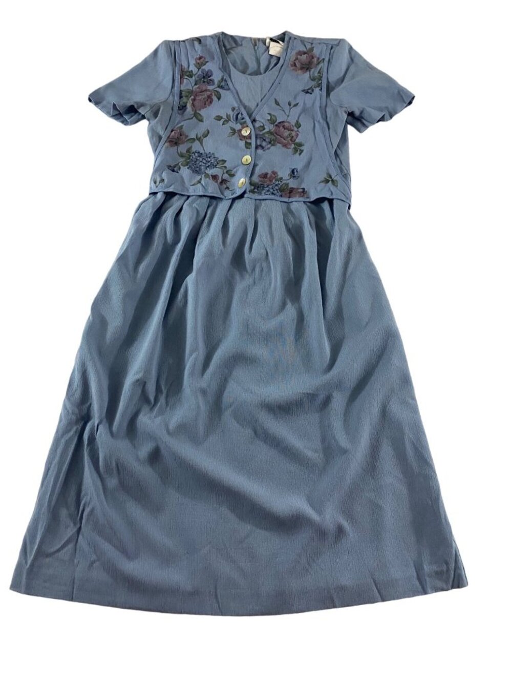 Vintage Miss Dorby Women's Blue Short Sleeve Dress - 10P